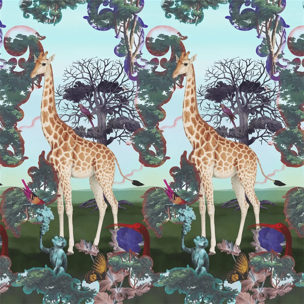 Novafrica Sunrise Scene 1 Wallpaper - Azur - Christian Lacroix - PCL7047/01 - Premier Wallcovering