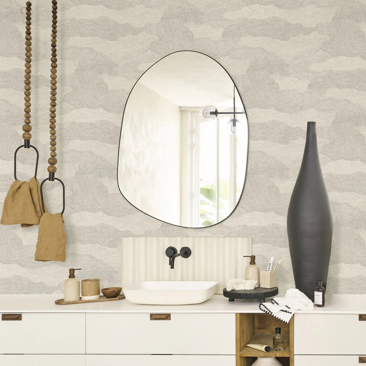 Nubio Matera Wallpaper - Grege / Noir - Casadeco - 201131414 - Premier Wallcovering