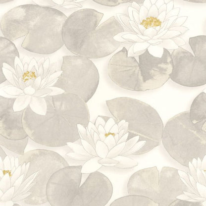 Nymphea Gardens Wallpaper - Blanc Coton - Casadeco - 87630122 - Premier Wallcovering