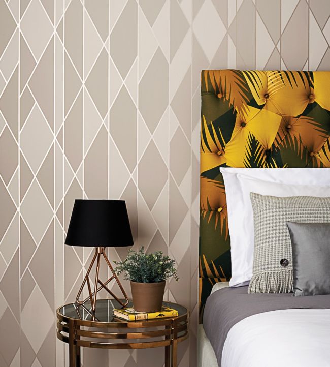 Oblique Wallpaper - Taupe & Metallic Silver - 105/11046 - Cole & Son - Premier Wallcovering