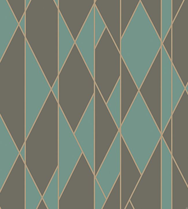 Oblique Wallpaper - Teal, Soot & Metallic Gilver - 105/11048 - Cole & Son - Premier Wallcovering