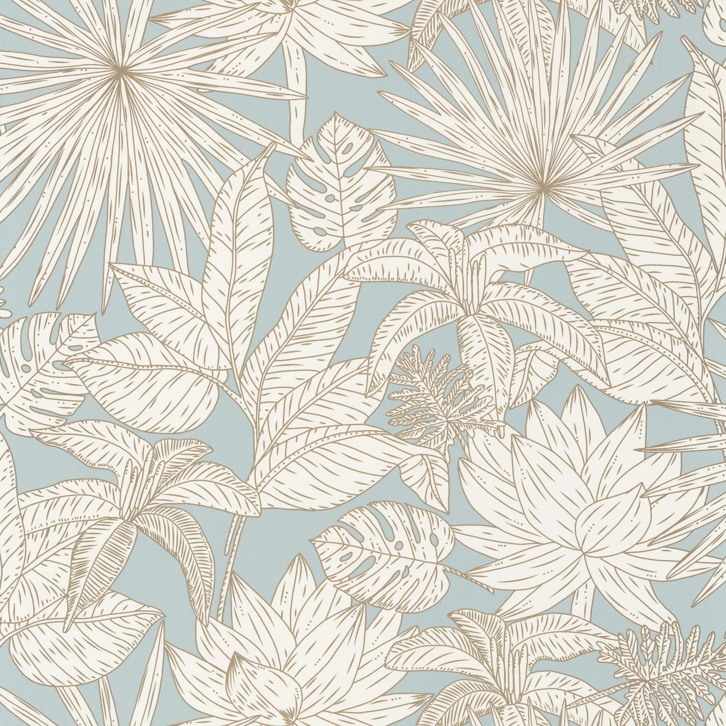 Odyssee Hawai Wallpaper - Bleu Doux - Caselio - 101436109