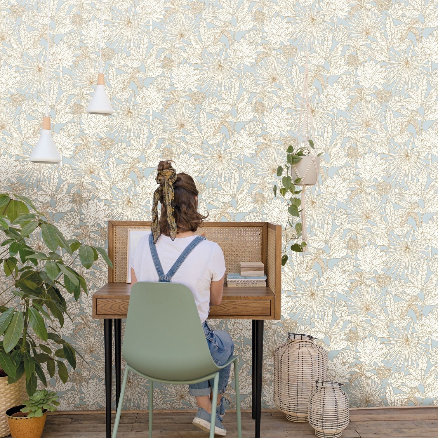 Odyssee Hawai Wallpaper - Bleu Doux - Caselio - 101436109