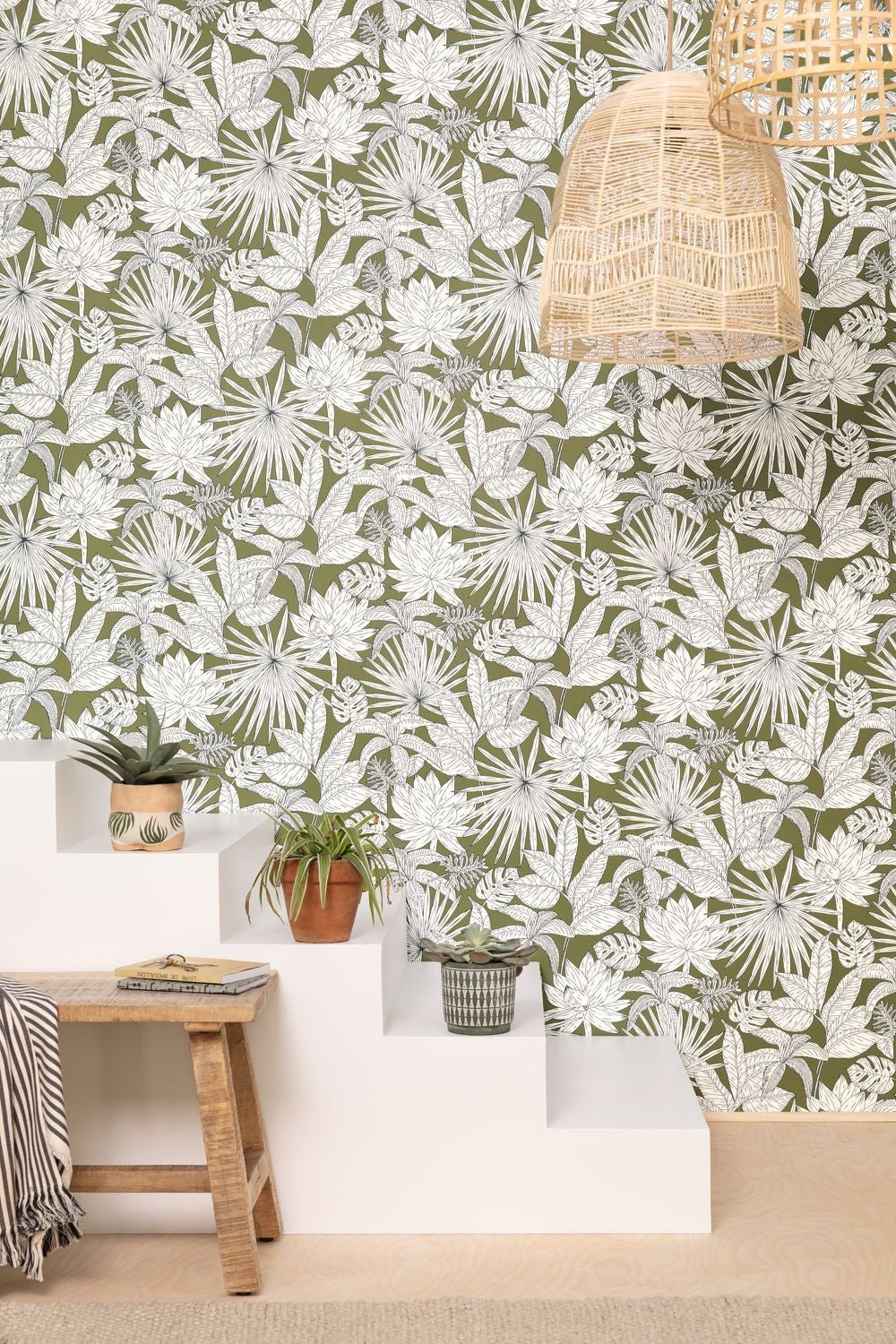 Odyssee Hawai Wallpaper - Vert Kaki - Caselio - 101437167