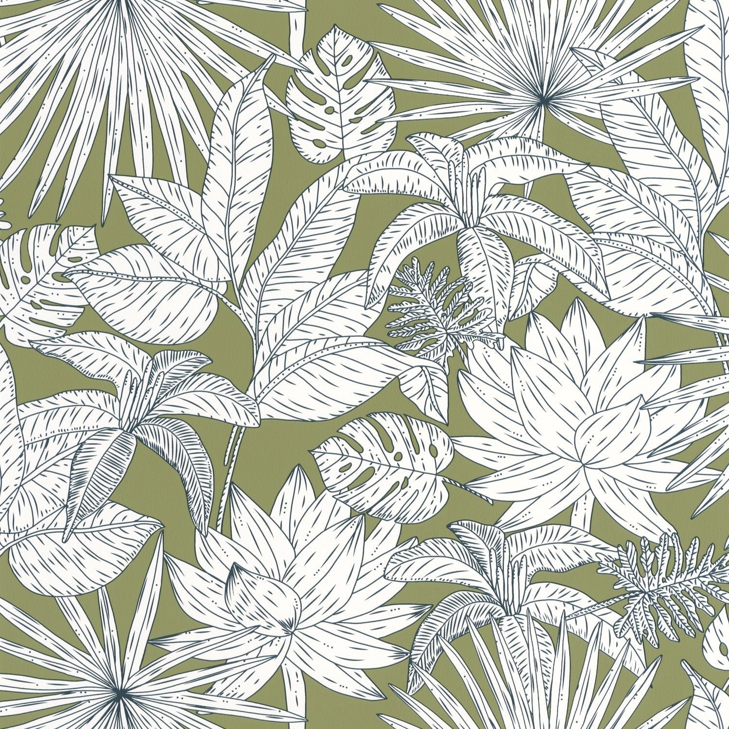 Odyssee Hawai Wallpaper - Vert Kaki - Caselio - 101437167