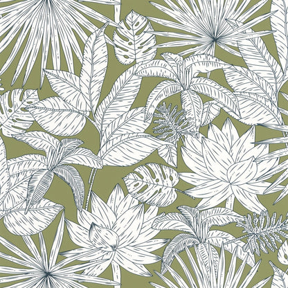 Odyssee Hawai Wallpaper - Vert Kaki - Caselio - 101437167