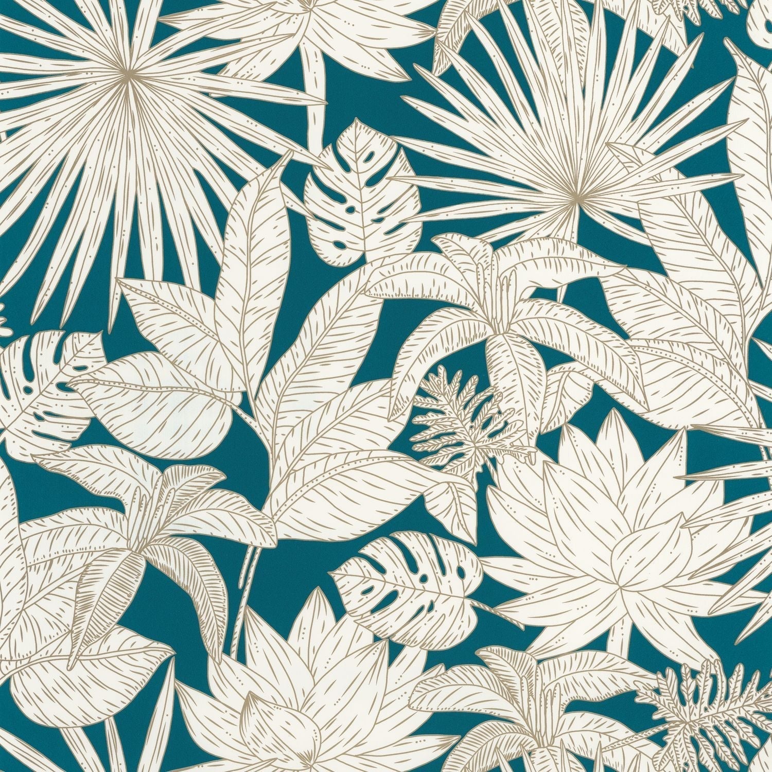 Odyssee Hawai Wallpaper - Bleu Nuit - Caselio - 101436625