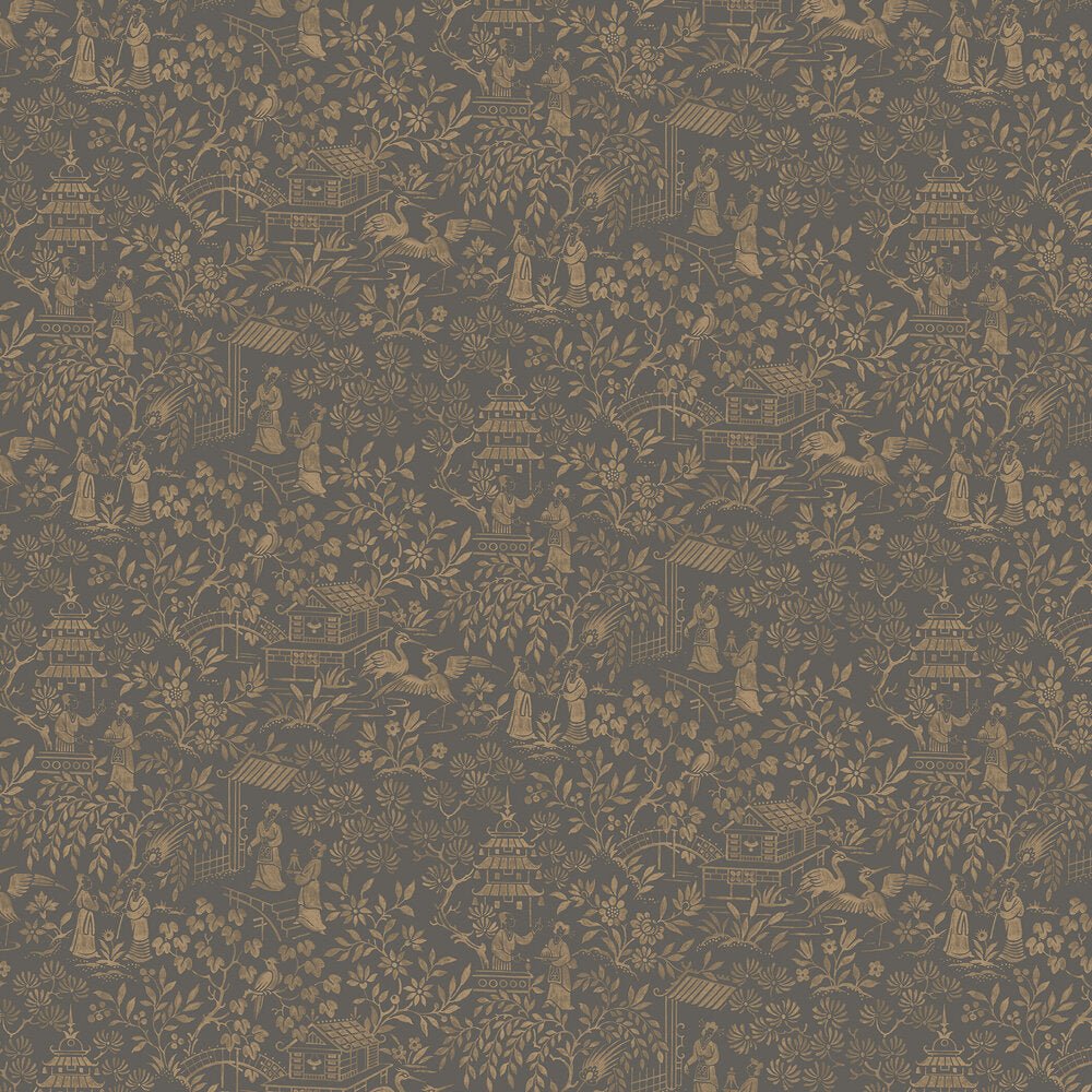 Oriental Garden Wallpaper - Charcoal - Boråstapeter - 4272 - Premier Wallcovering