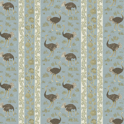 Ostrich Stripe Wallpaper - Mid Blue and White - Josephine Munsey - JMW-103201 - Premier Wallcovering