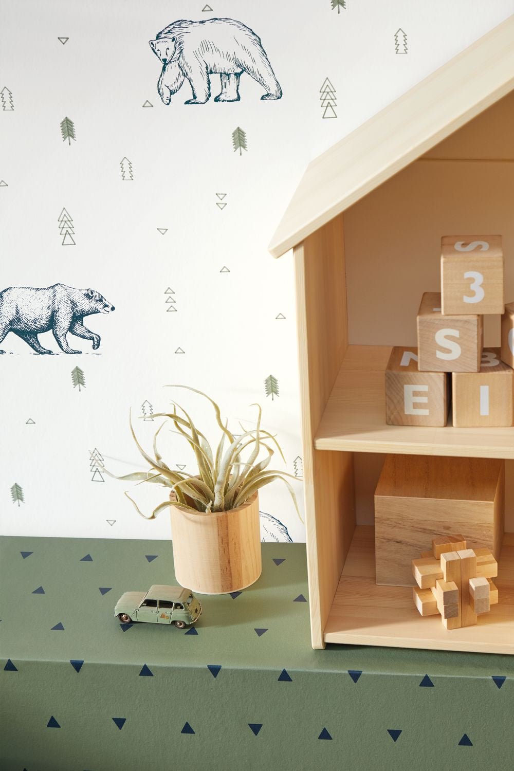 Our Planet Grizzly Bears Wallpaper - Bleu Nuit - Caselio - 101987403