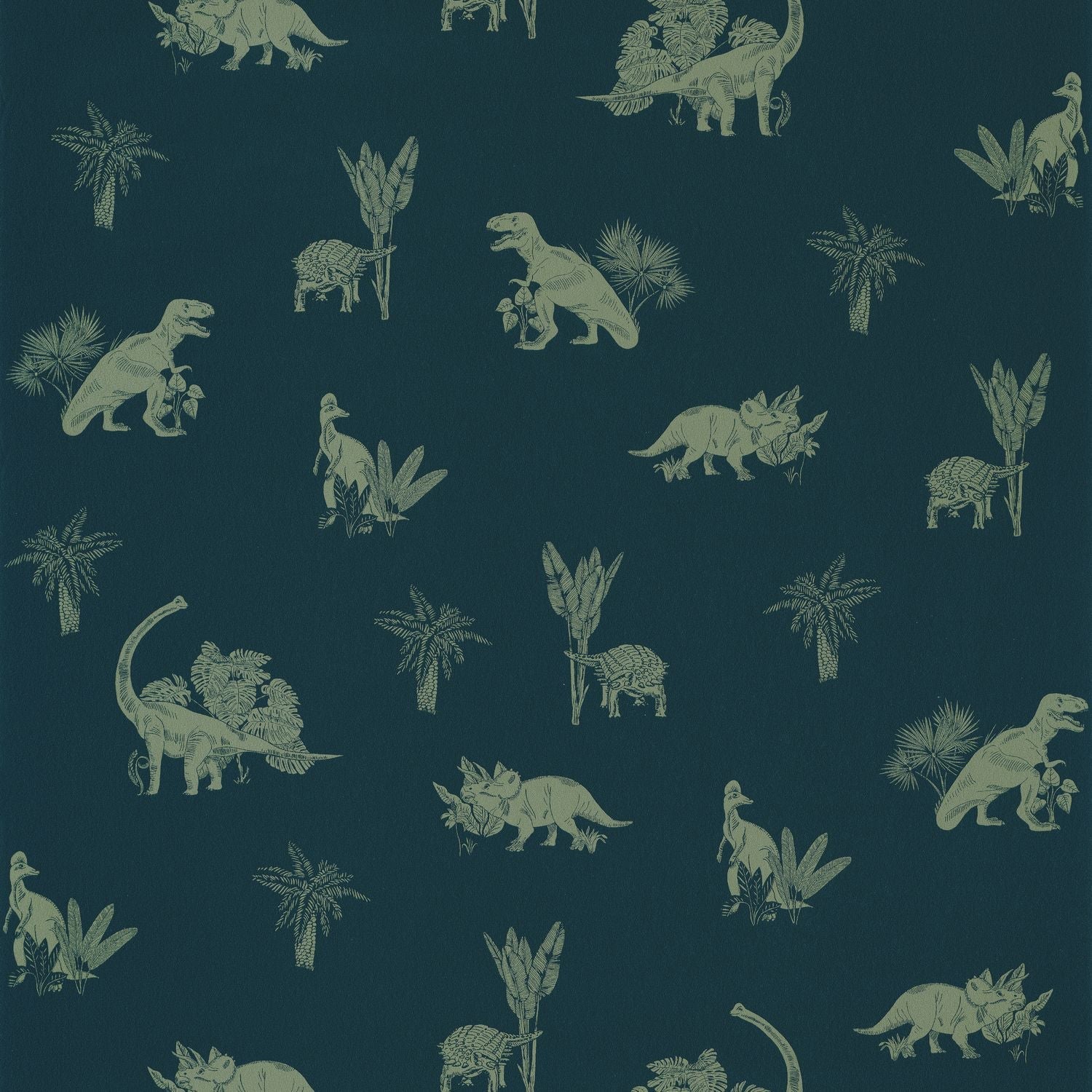 Our Planet Jurassic World Wallpaper - Bleu Nuit - Caselio - 101936900