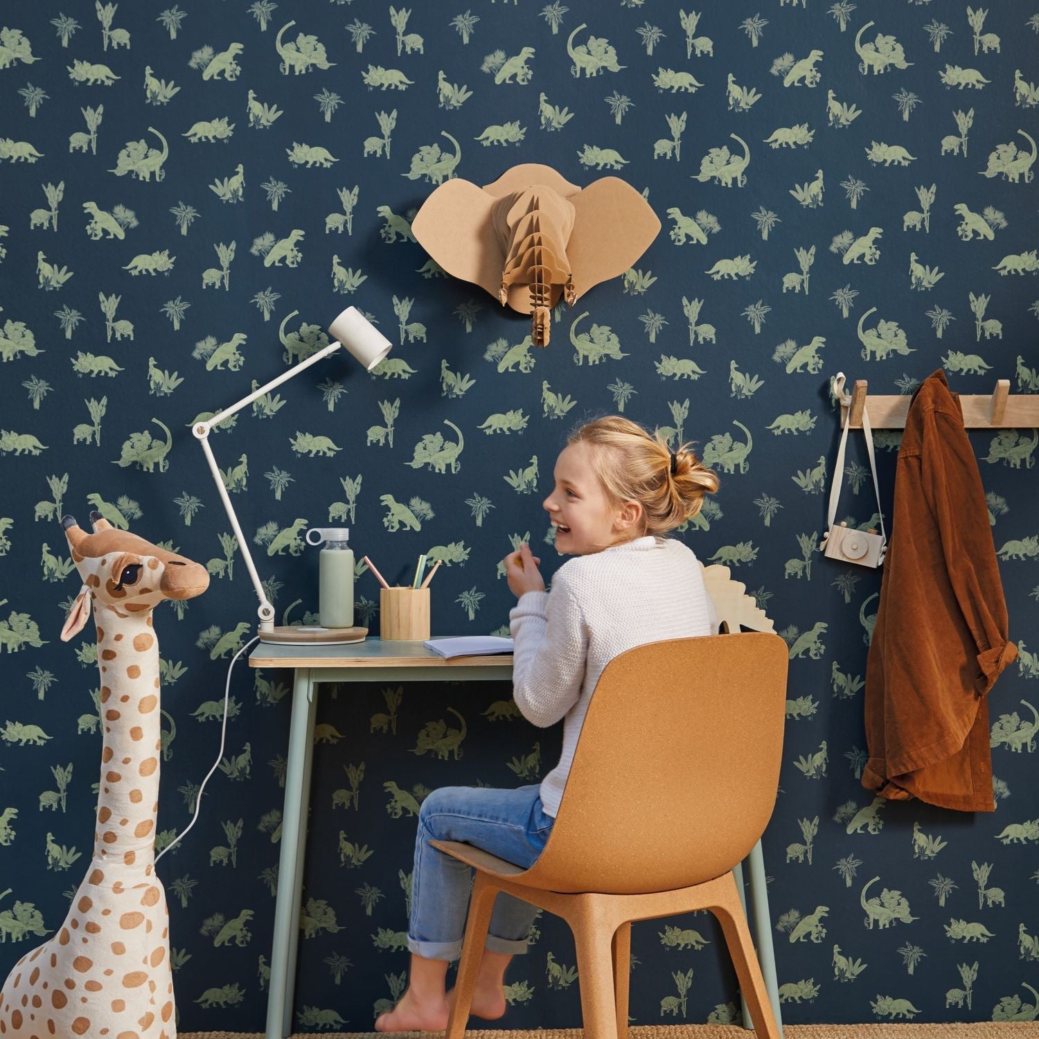 Our Planet Jurassic World Wallpaper - Bleu Nuit - Caselio - 101936900