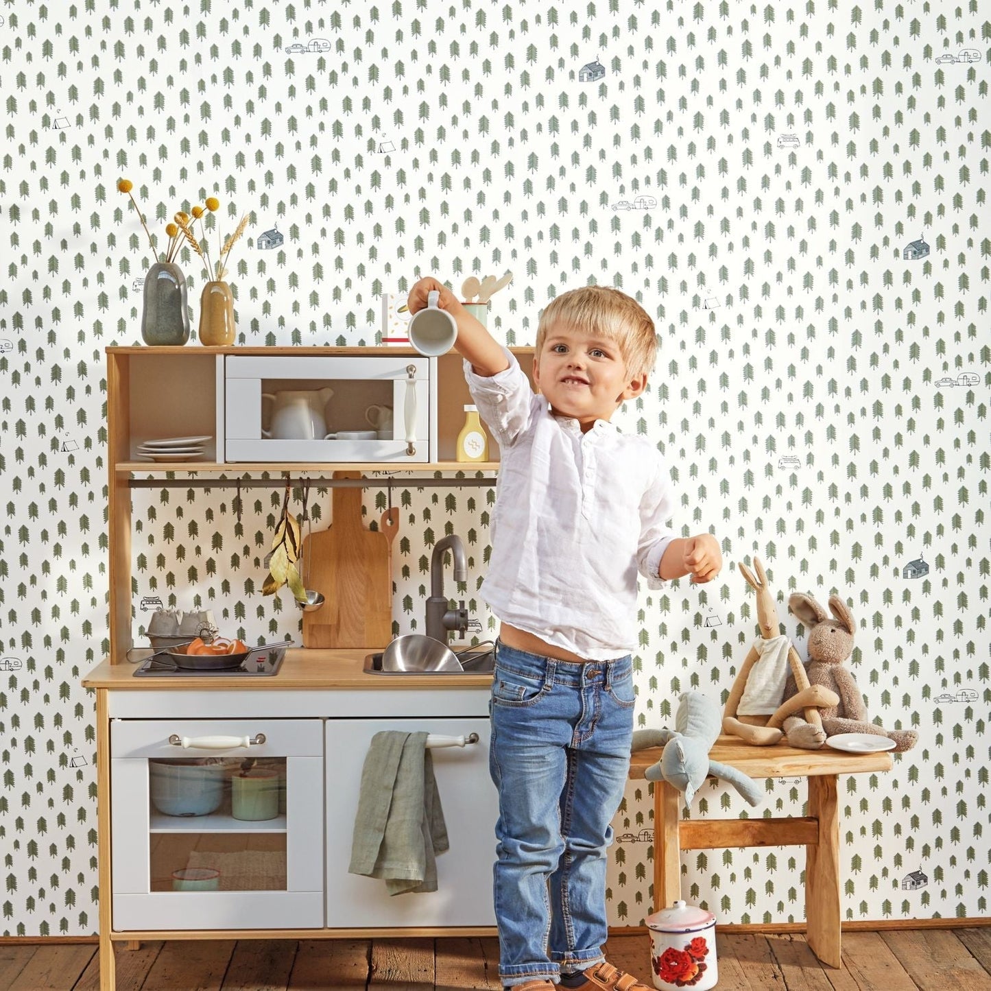 Our Planet Summer Camp Wallpaper - Vert Kaki - Caselio - 101977417