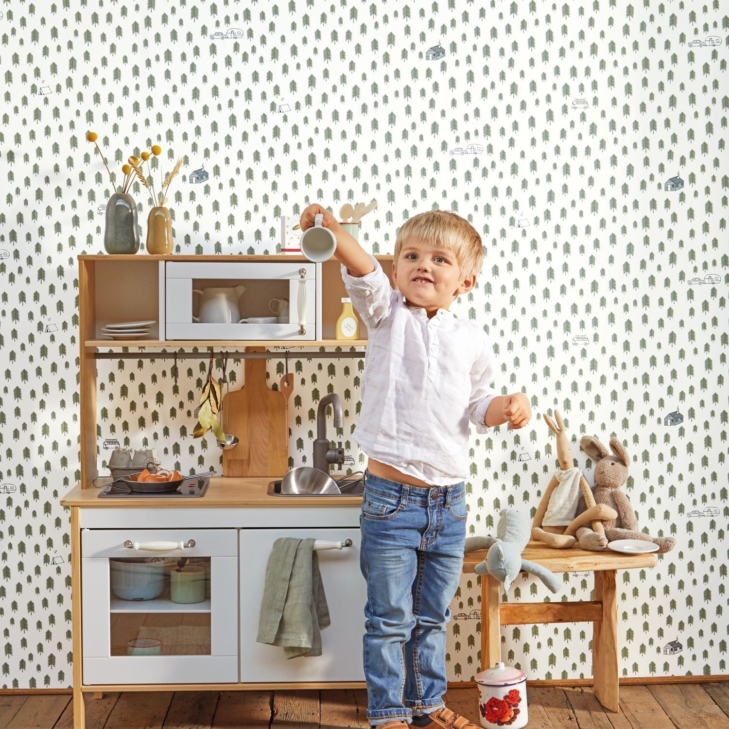 Our Planet Summer Camp Wallpaper - Vert Kaki - Caselio - 101977417