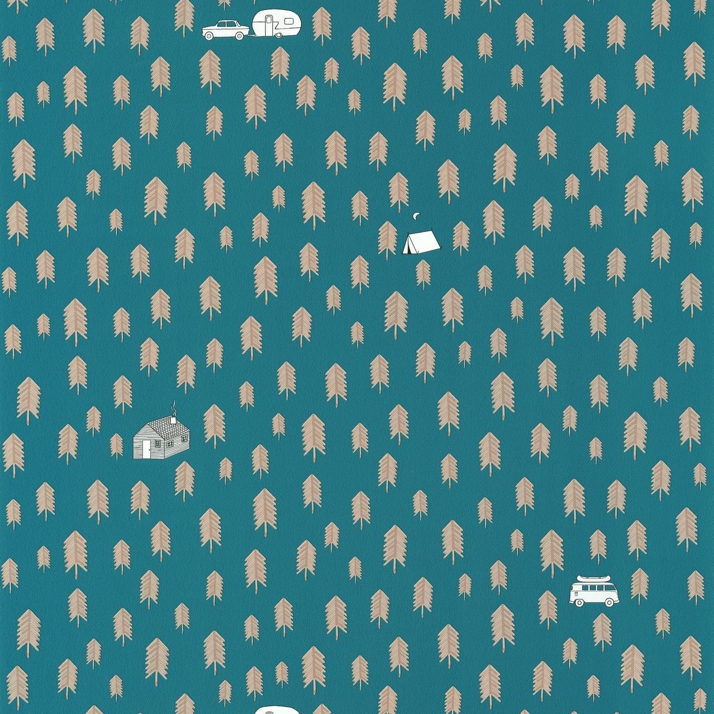 Our Planet Summer Camp Wallpaper - Bleu Jean - Caselio - 101976029