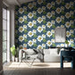 Paeonia Wallpaper - Azurite/Meadow/Nectar - Harlequin - HQN2112842