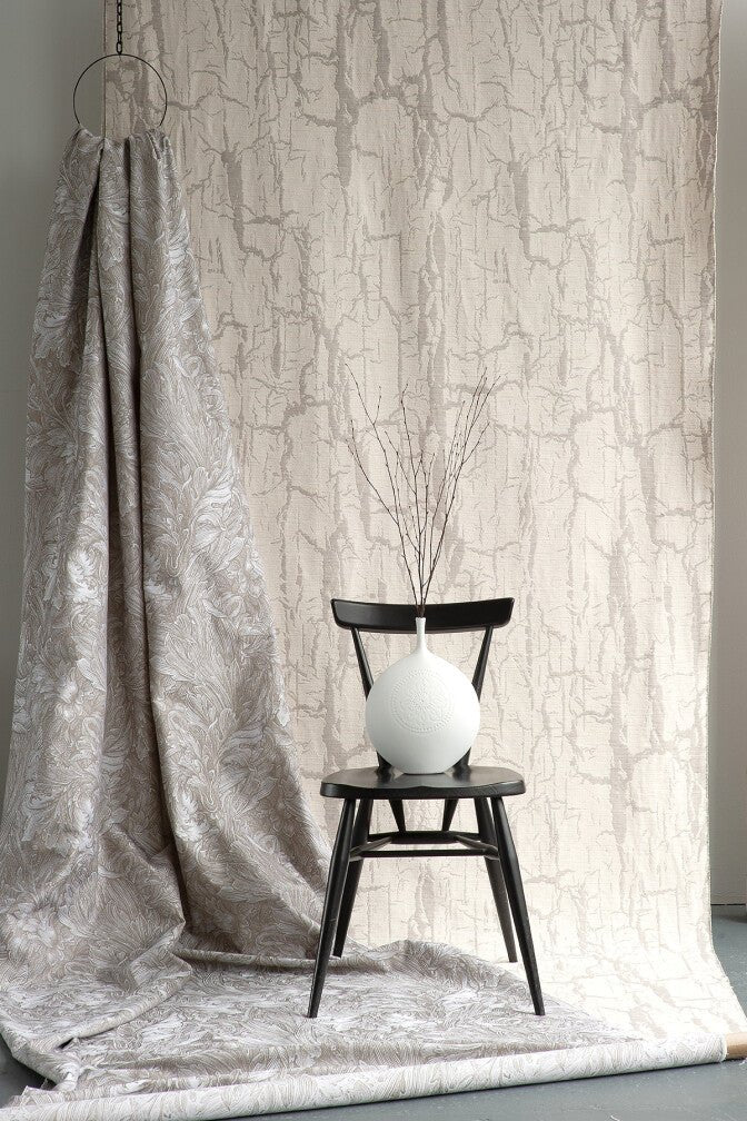 Paint Crackle Jacquard Fabric - White - Timorous Beasties - STCO/PNTC/JAQ/01 - Premier Wallcovering