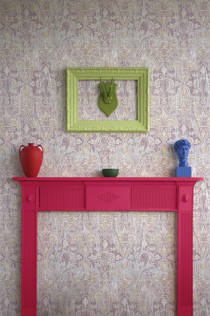 Painted Pugin Wallpaper - Mustard & Purple - Timorous Beasties - STCO/PNTP/SMM/02 - Premier Wallcovering