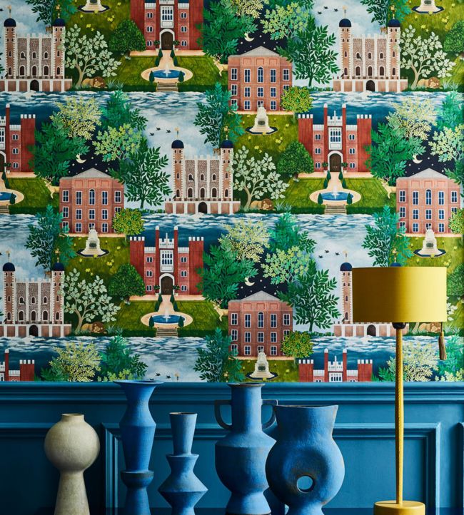 Palace Tales Wallpaper - Leaf Green, Terracotta & Petrol - 118/1001 - Cole & Son - Premier Wallcovering