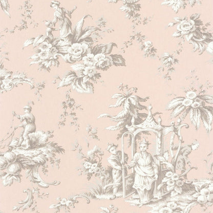 Palais De Chine Les Belles Toiles De Jouy Wallpaper - Rose Poudre - Casadeco - 87934305 - Premier Wallcovering