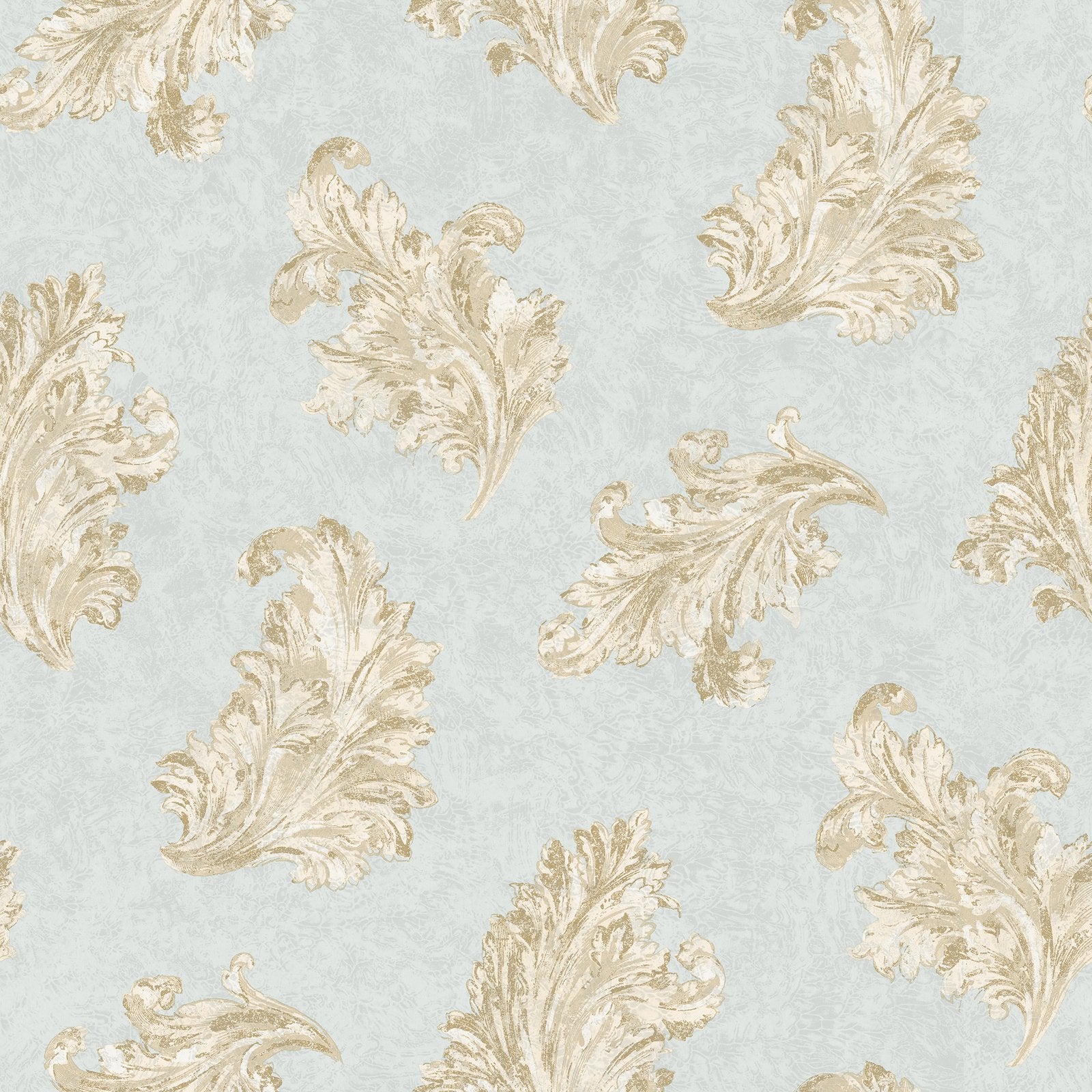 Palazzo Acanthus Wallpaper - Blue / Beige / Gold - Galerie - G68663 - Premier Wallcovering