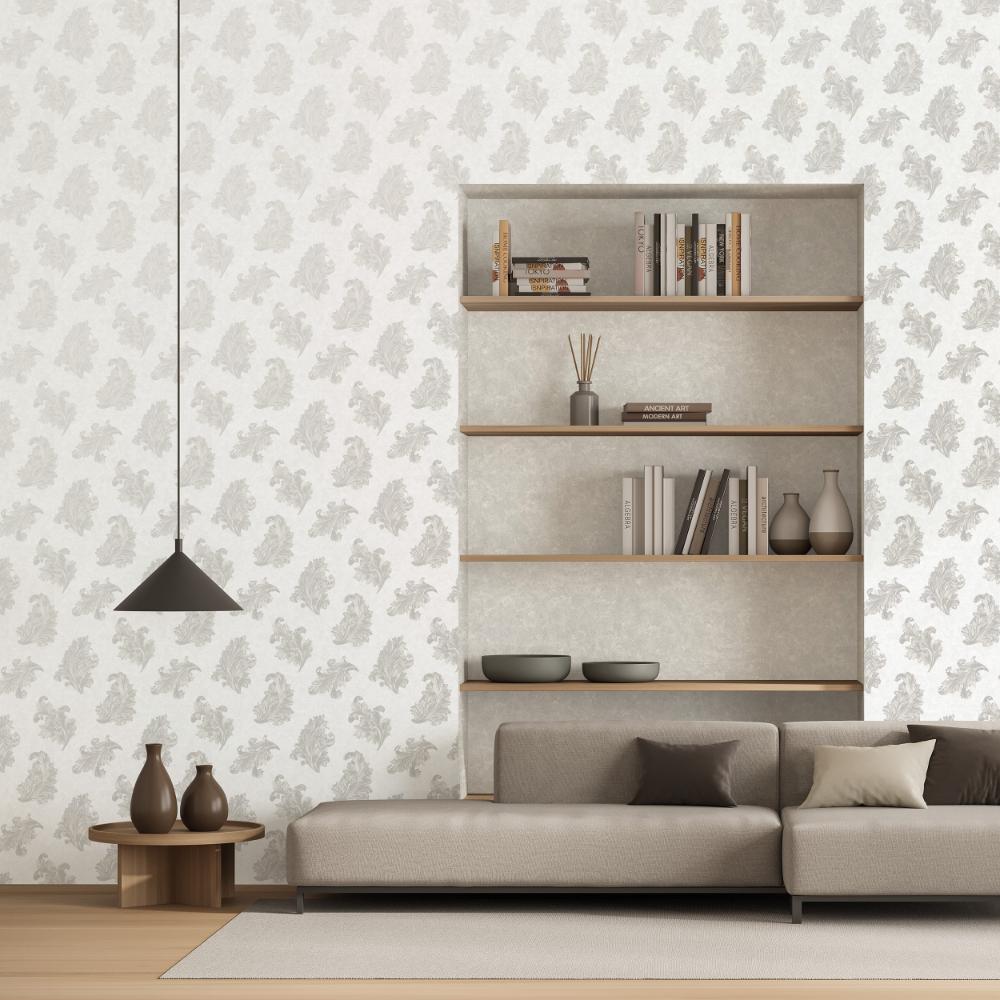 Palazzo Acanthus Wallpaper - Silver Grey - Galerie - G68661 - Premier Wallcovering
