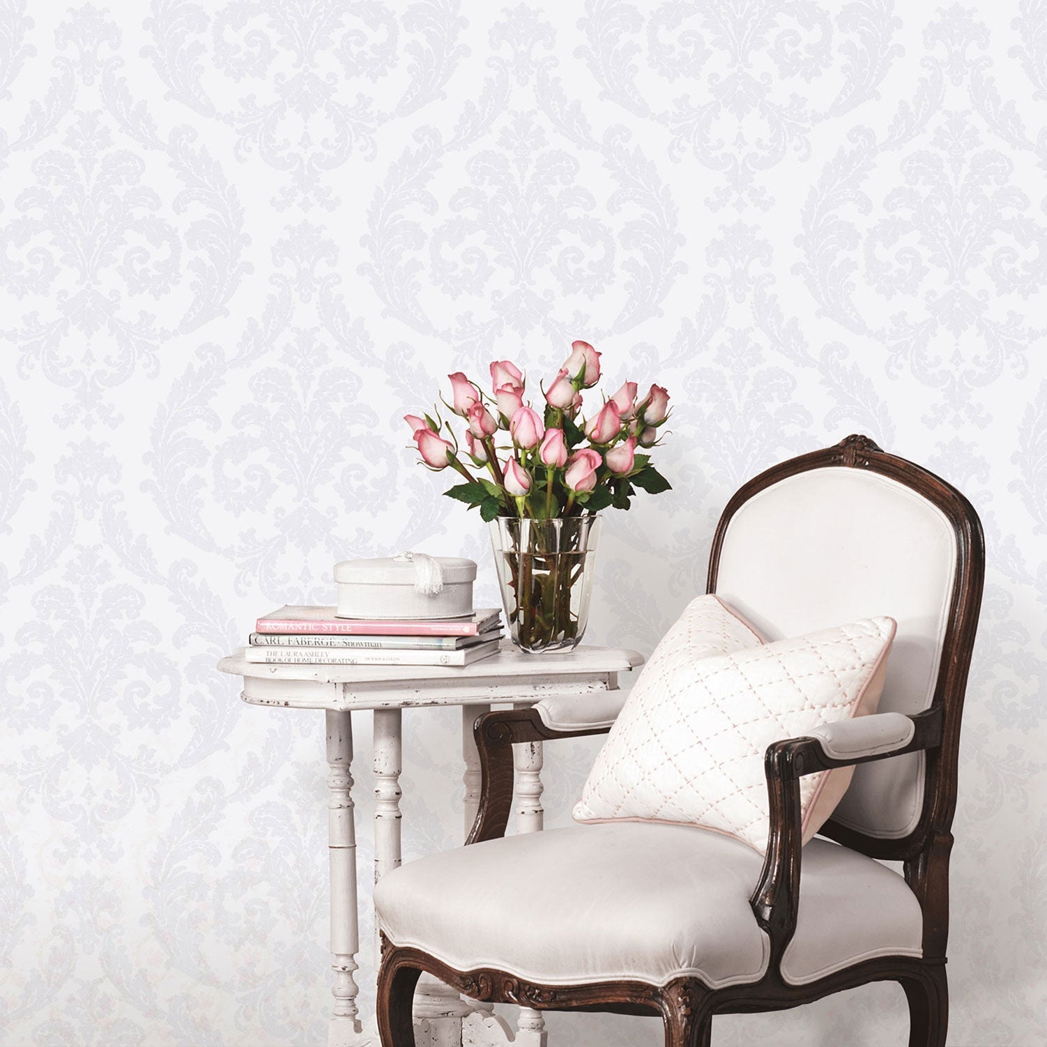 Palazzo Damask Wallpaper - Pale Lilac - Galerie - G67606 - Premier Wallcovering