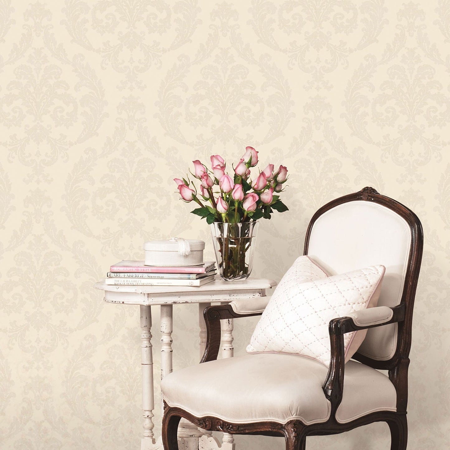 Palazzo Damask Wallpaper - Cream - Galerie - G67607 - Premier Wallcovering