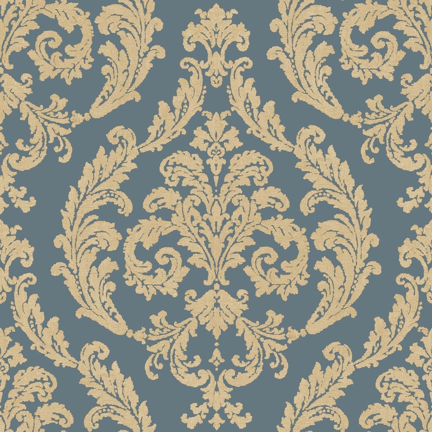Palazzo Damask Wallpaper - Gold / Blue - Galerie - G67610 - Premier Wallcovering