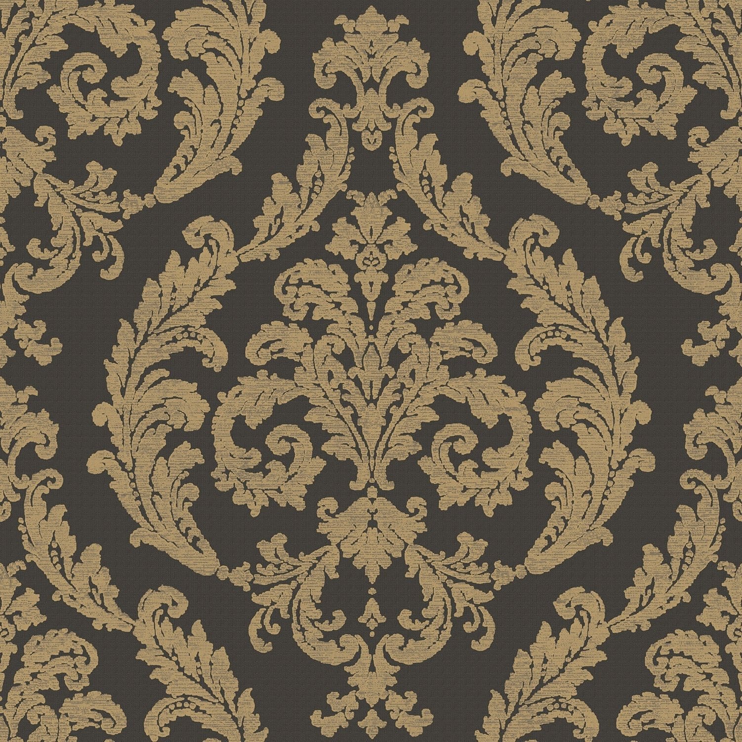 Palazzo Damask Wallpaper - Gold / Dark Brown - Galerie - G67613 - Premier Wallcovering