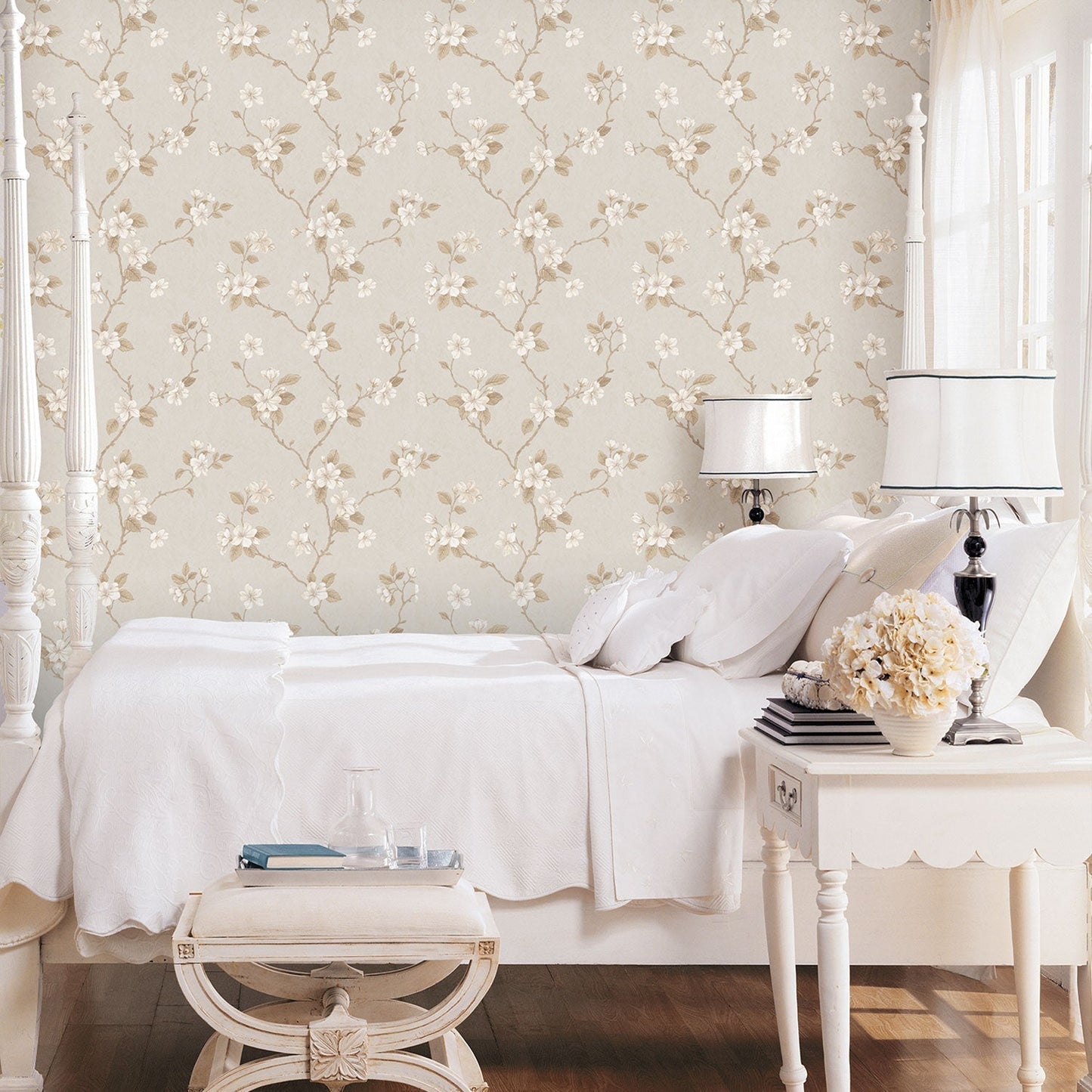 Palazzo Floral Bushes Wallpaper - Cream / Beige - Galerie - G67615 - Premier Wallcovering