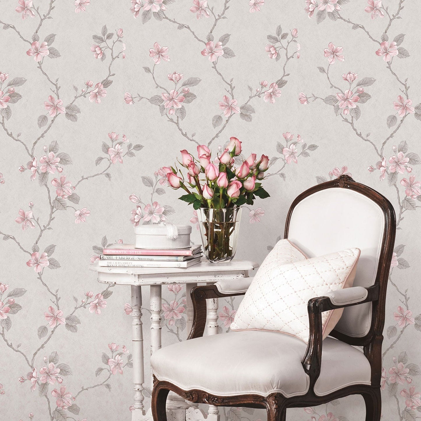 Palazzo Floral Bushes Wallpaper - Pink / Grey - Galerie - G67614 - Premier Wallcovering