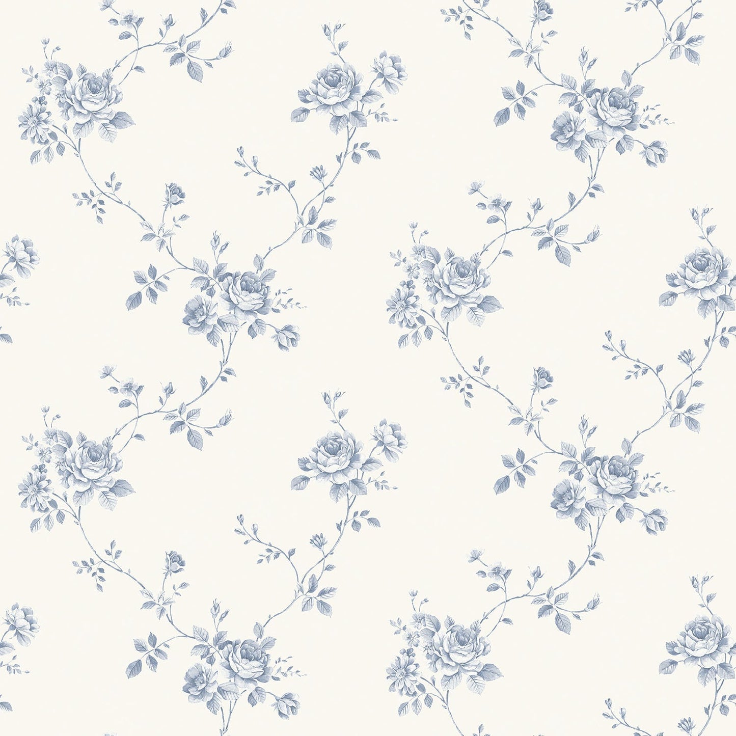 Palazzo Floral Trail Wallpaper - Blue / White - Galerie - G67630 - Premier Wallcovering