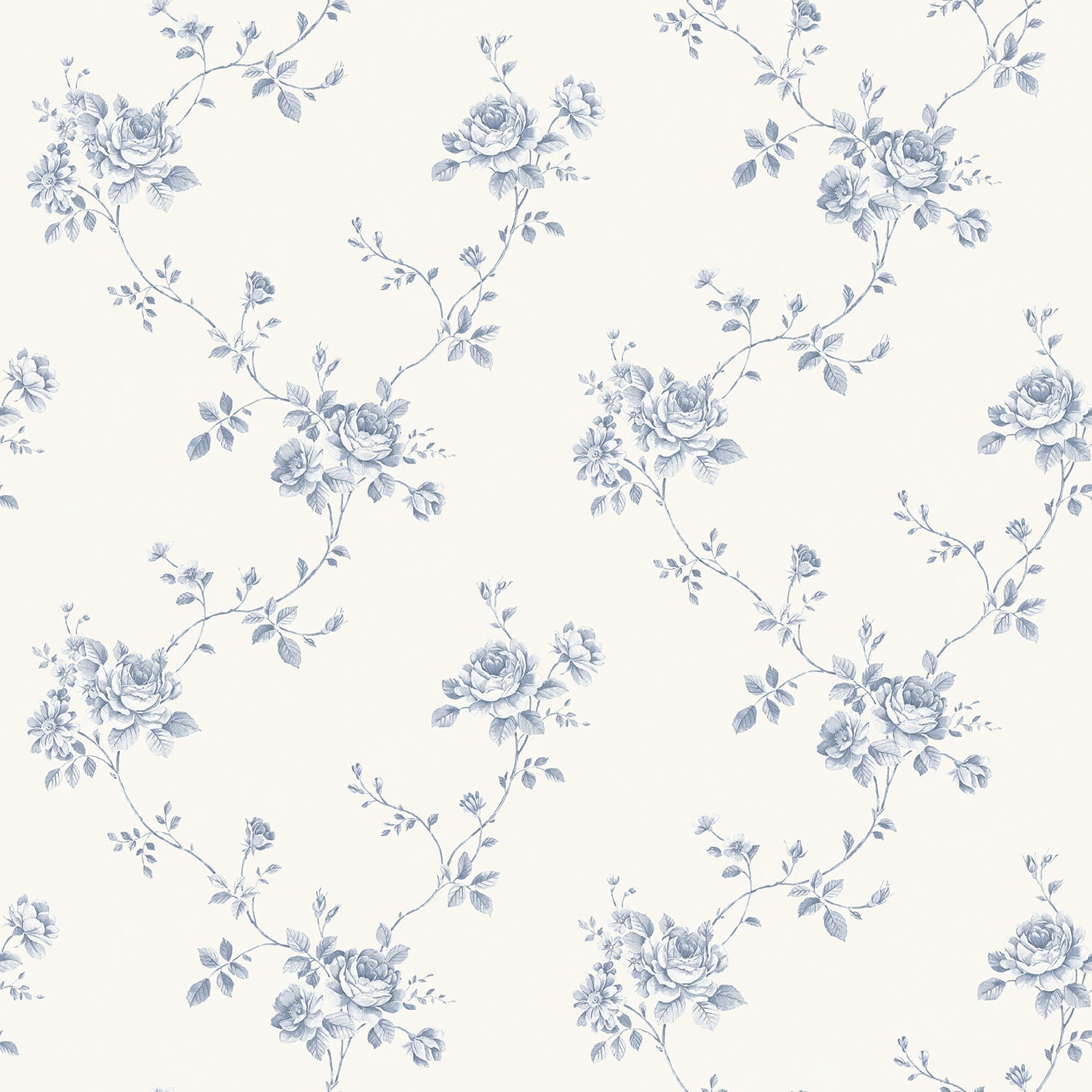 Palazzo Floral Trail Wallpaper - Blue / White - Galerie - G67630 - Premier Wallcovering