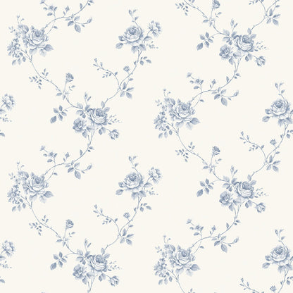 Palazzo Floral Trail Wallpaper - Blue / White - Galerie - G67630 - Premier Wallcovering
