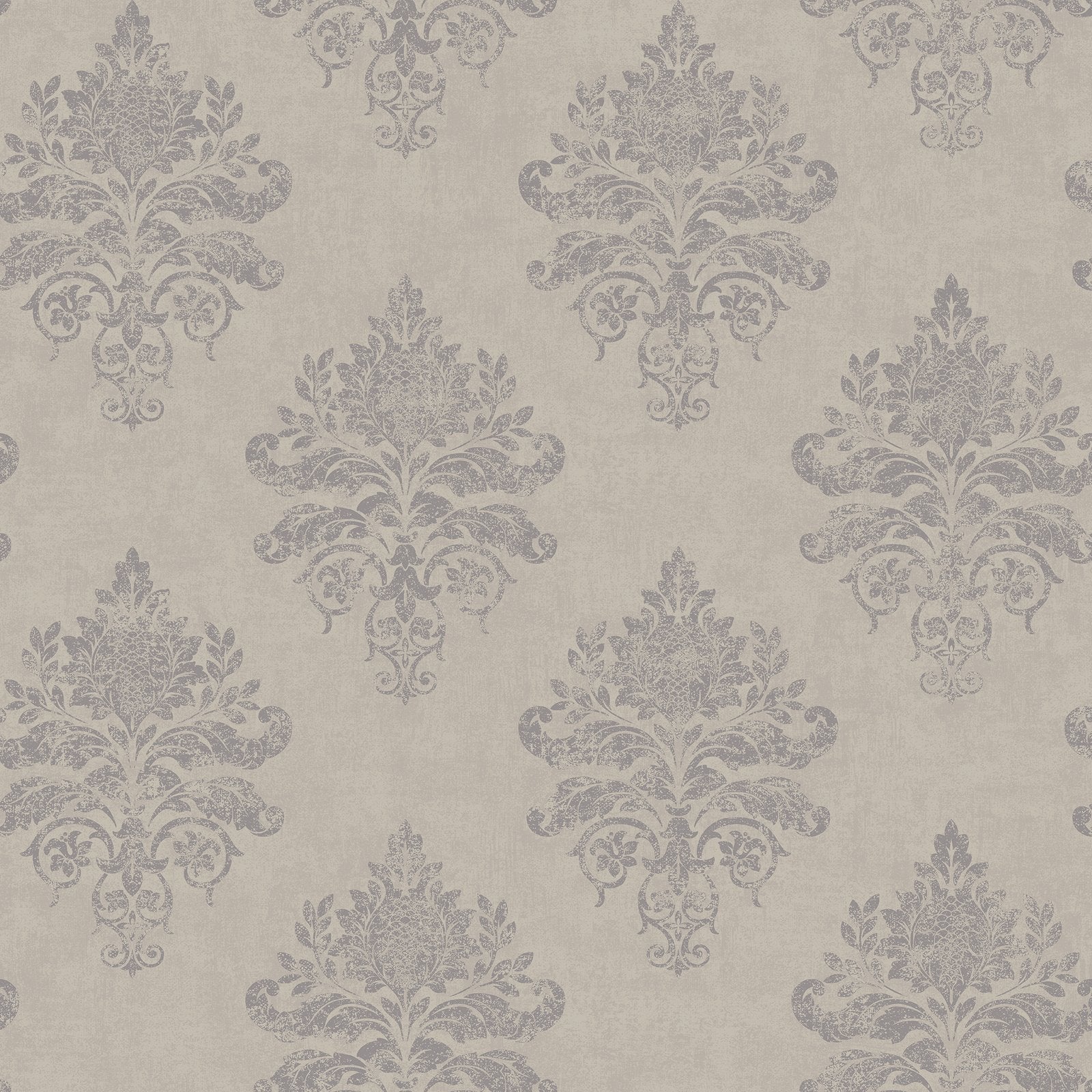 Palazzo Medallion Damask Wallpaper - Silver Grey - Galerie - G68669 - Premier Wallcovering