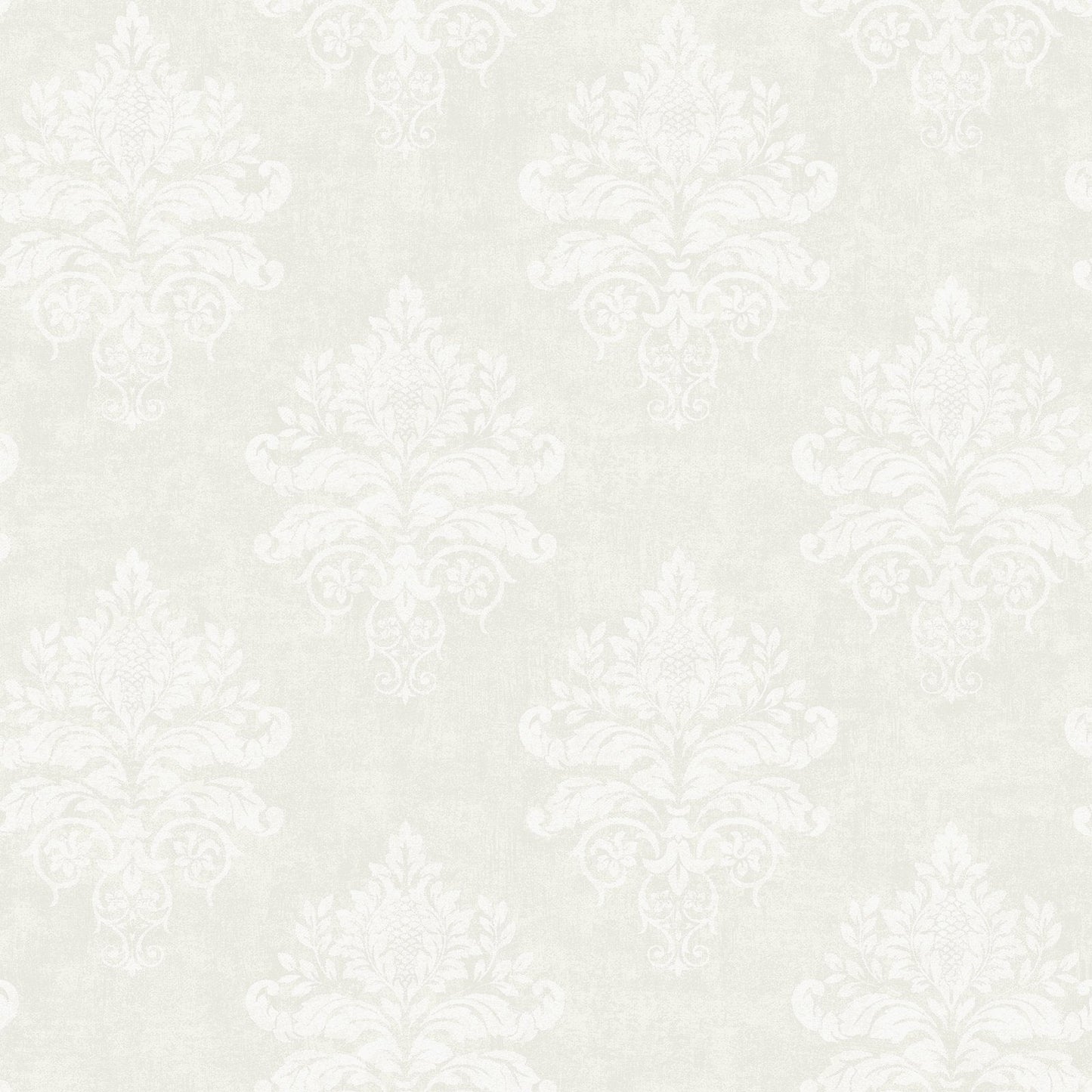 Palazzo Medallion Damask Wallpaper - White - Galerie - G68672 - Premier Wallcovering