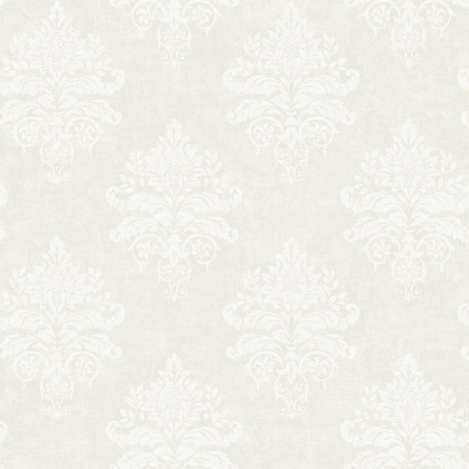 Palazzo Medallion Damask Wallpaper - White - Galerie - G68672 - Premier Wallcovering