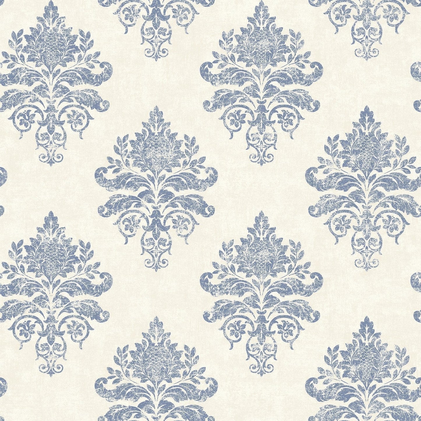 Palazzo Medallion Damask Wallpaper - Blue / White - Galerie - G68671 - Premier Wallcovering