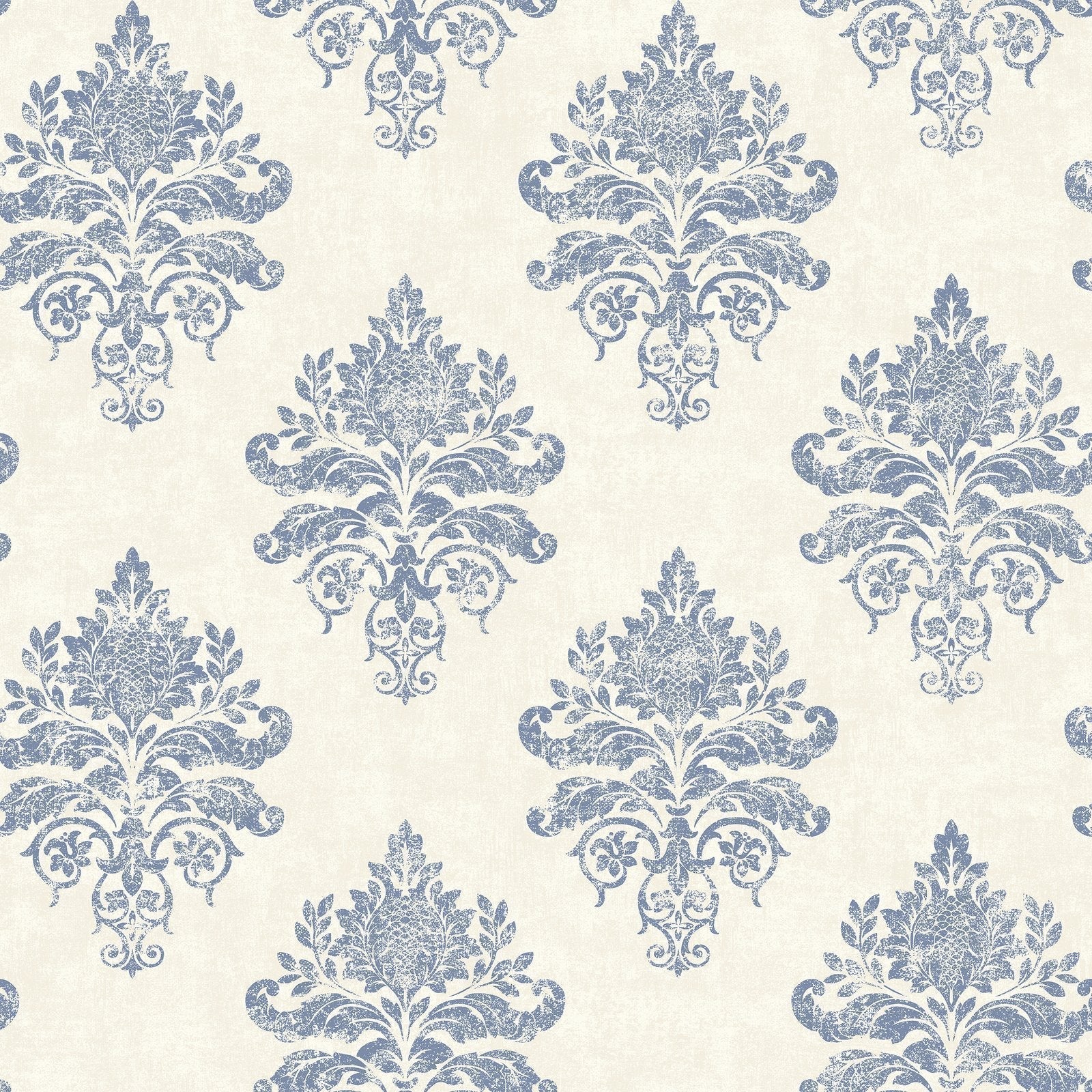Palazzo Medallion Damask Wallpaper - Blue / White - Galerie - G68671 - Premier Wallcovering