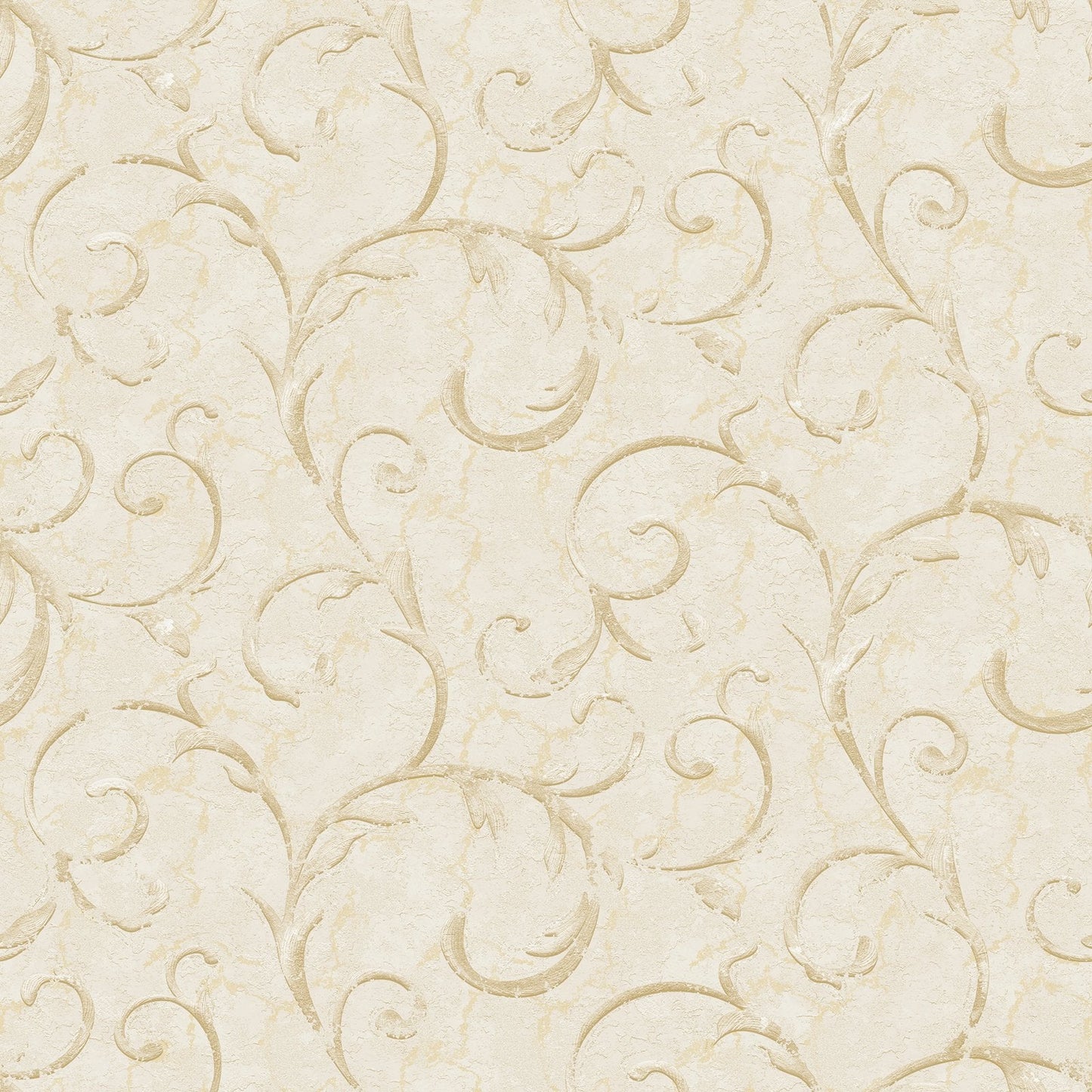 Palazzo Scroll Wallpaper - Cream / Beige / Gold - Galerie - G68673 - Premier Wallcovering