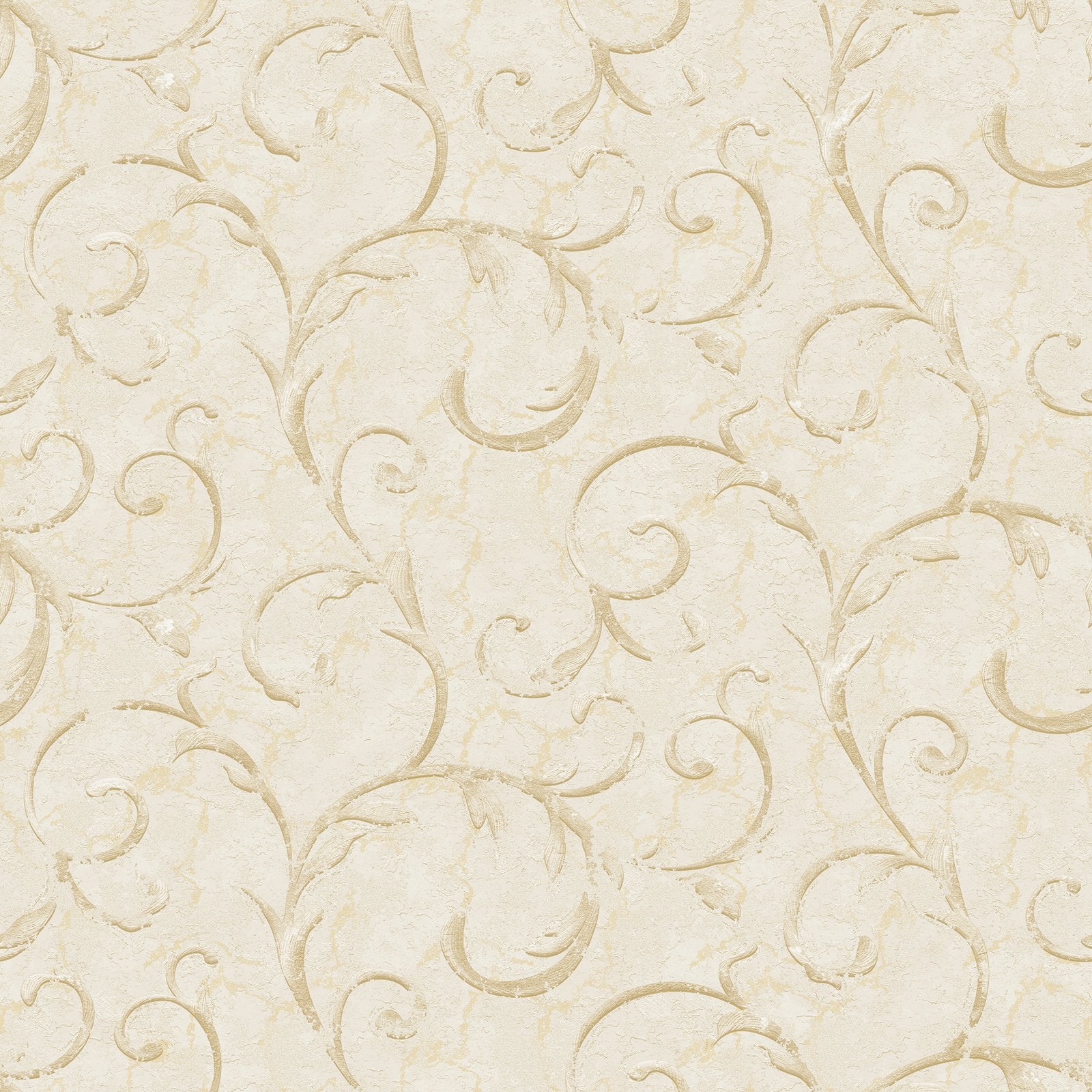 Palazzo Scroll Wallpaper - Cream / Beige / Gold - Galerie - G68673 - Premier Wallcovering