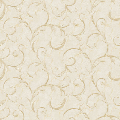 Palazzo Scroll Wallpaper - Cream / Beige / Gold - Galerie - G68673 - Premier Wallcovering