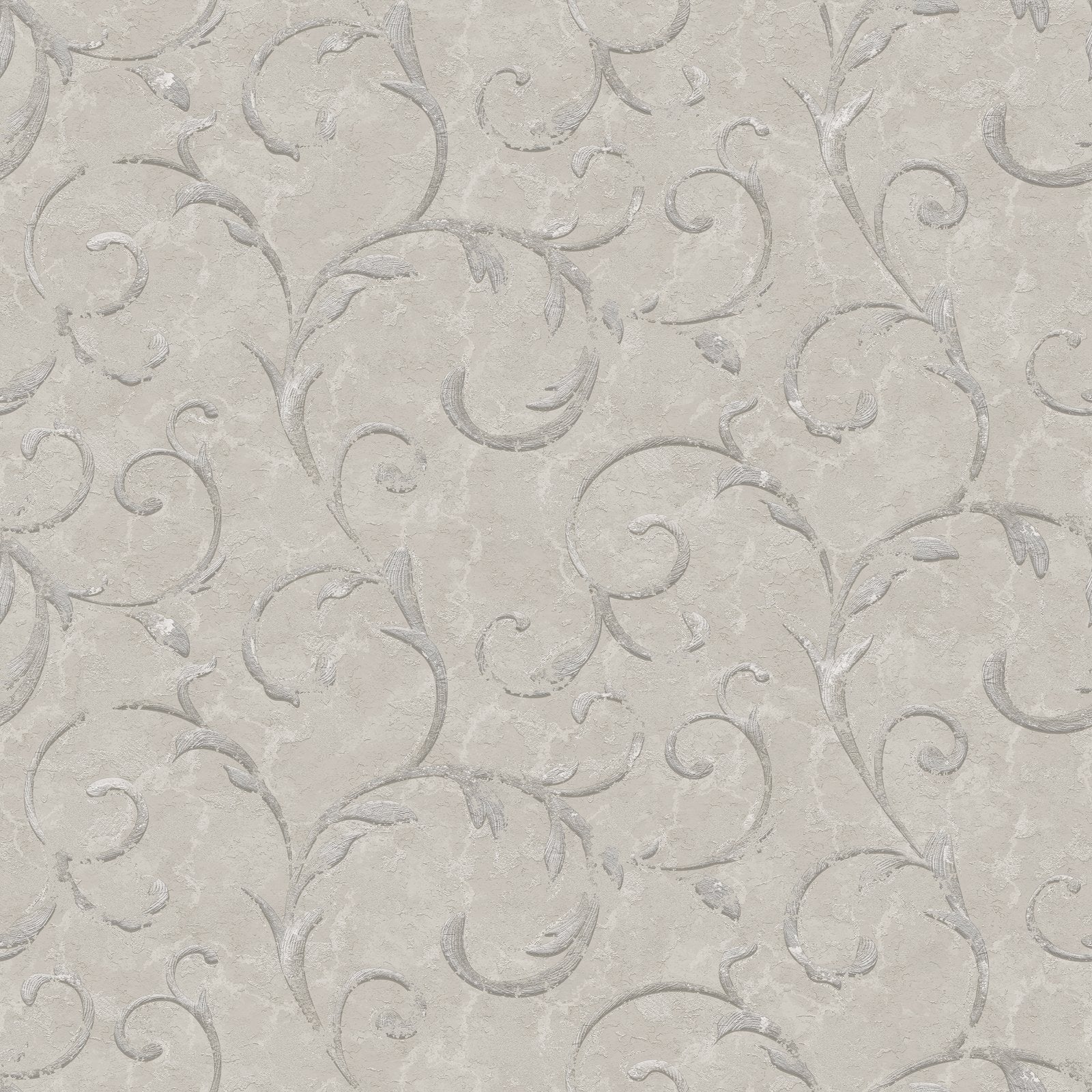 Palazzo Scroll Wallpaper - White / Silver Grey - Galerie - G68675 - Premier Wallcovering