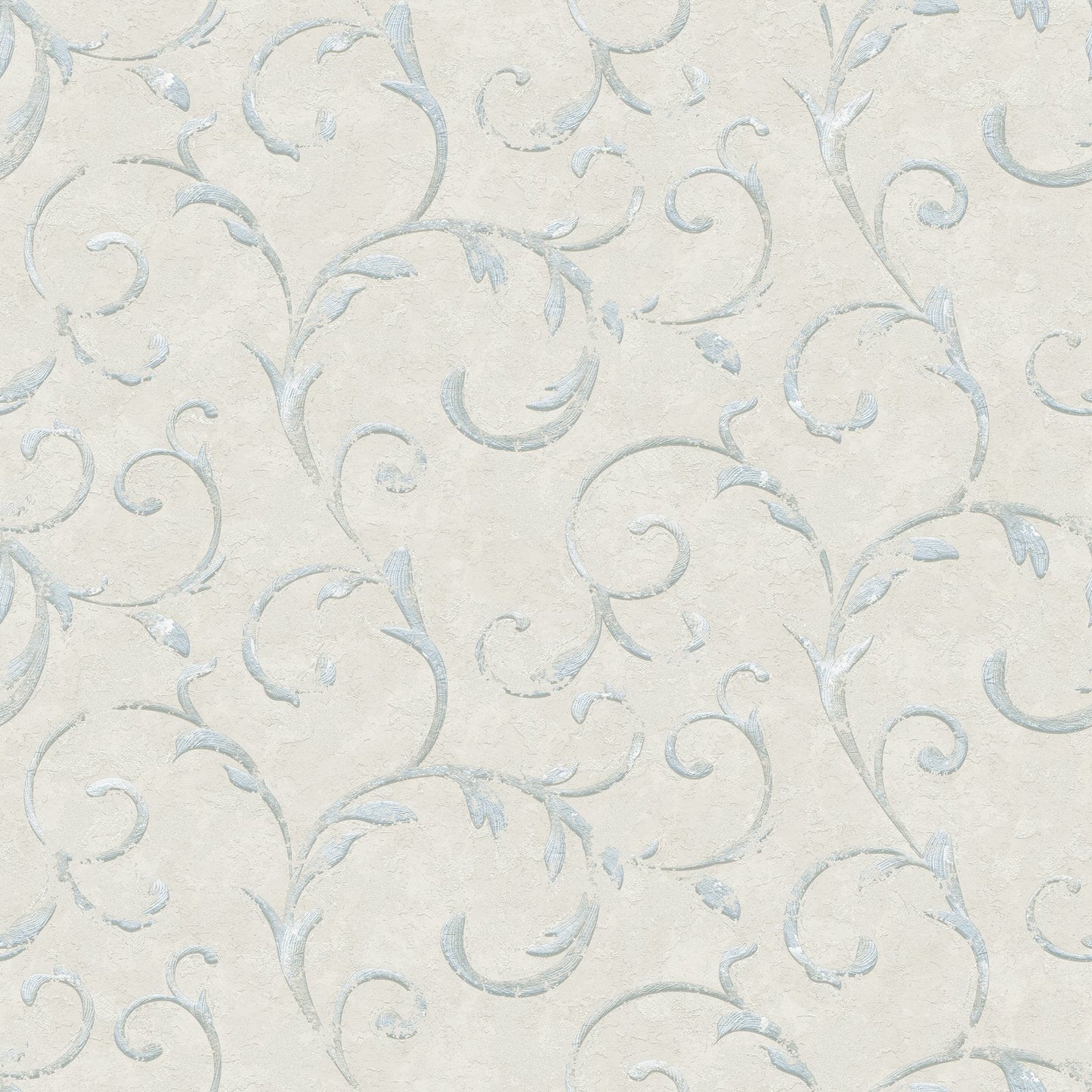 Palazzo Scroll Wallpaper - Cream / Silver Grey / Blue - Galerie - G68674 - Premier Wallcovering