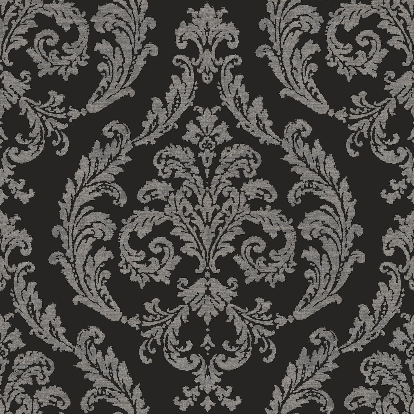 Palazzo Silk Damask Wallpaper - Black / Silver Grey - Galerie - G68676 - Premier Wallcovering