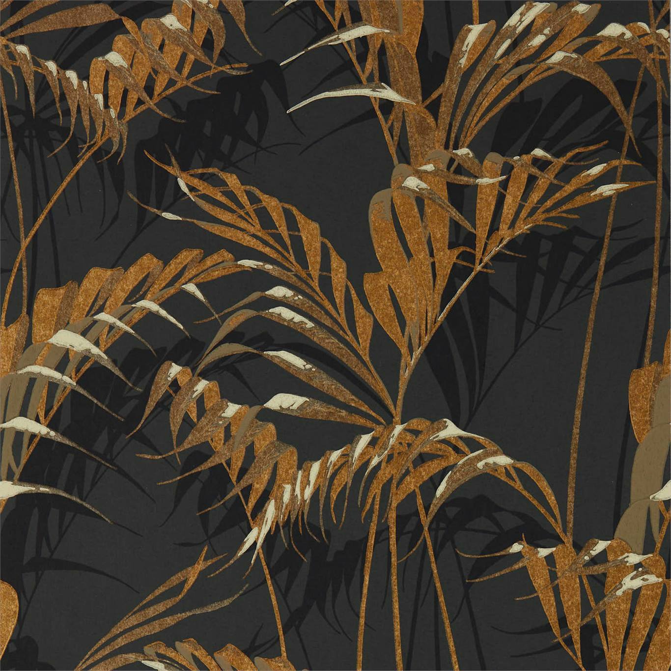 Palm House Wallpaper - Charcoal/Gold - Sanderson - DGLW216641