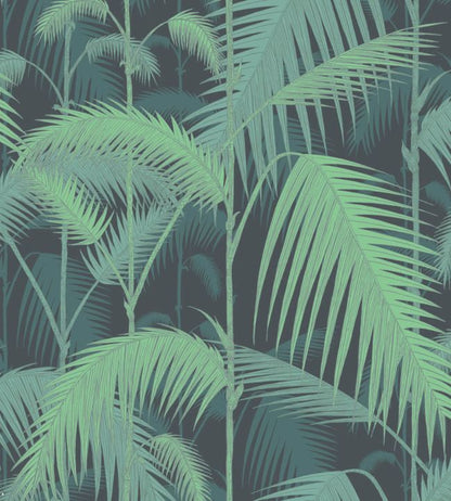 Palm Jungle Wallpaper - Viridian on Charcoal - 95/1003 - Cole & Son - Premier Wallcovering
