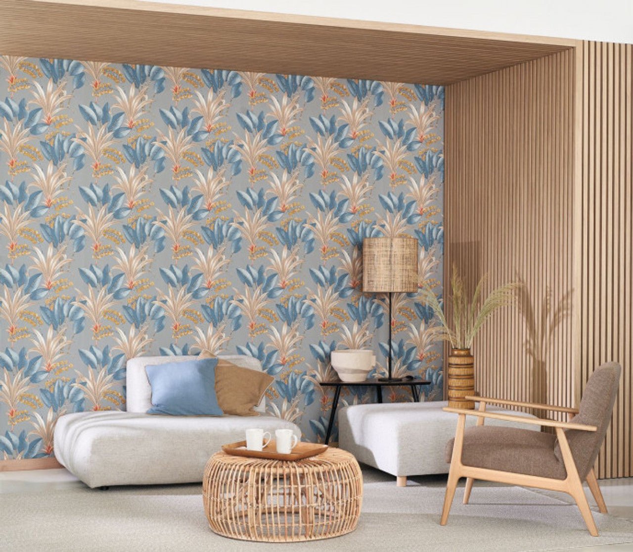 Palma Nicaragua Wallpaper - Vert And Bleu - Casadeco - 86417353 - Premier Wallcovering
