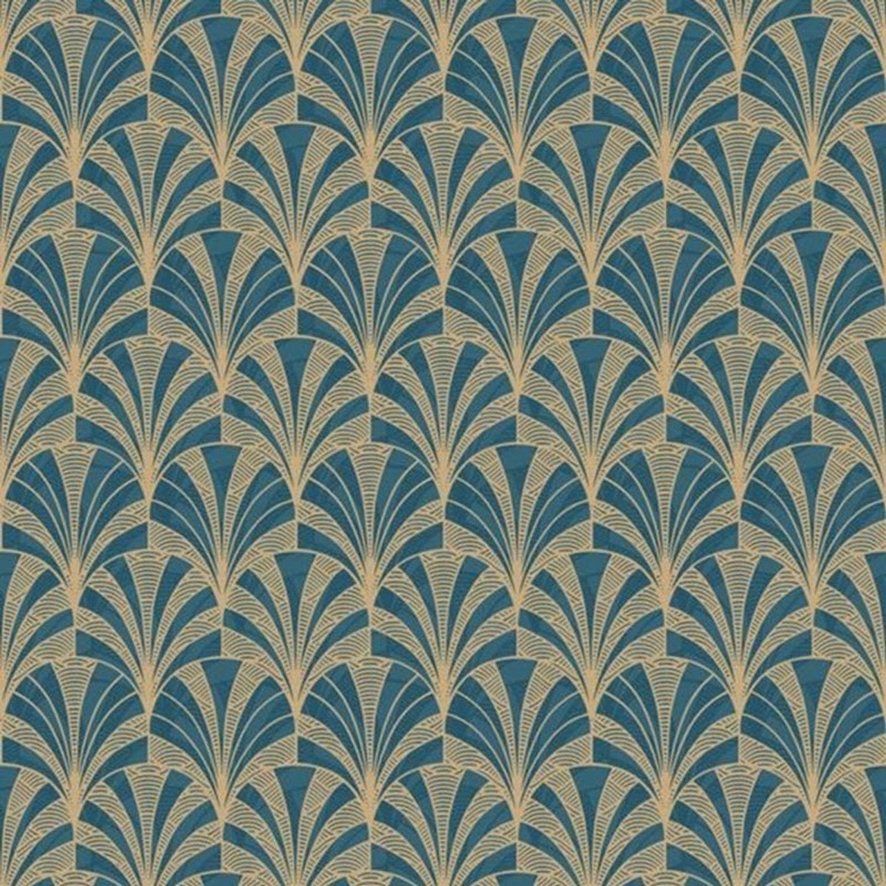 Palmette 1930 Wallpaper - Bleu - Casadeco - 85736313 - Premier Wallcovering